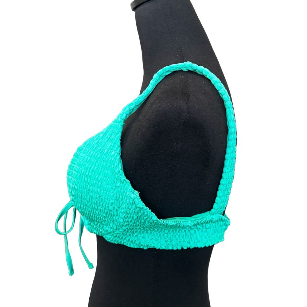 New ~ ASOS DESIGN Shirred Tie Front Triangle Bikini Top Size 12 - Picture 5 of 6